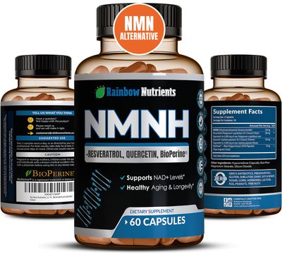 7,260mg NMNH Supplement (NMN Alternative) NAD Booster for Anti-Aging, Cellular Energy &amp; Nice Skin- Dihydronicotinamide mononucleotide, Resveratrol, Quercetin &amp; BioPerine for Max Absorption- 60 caps