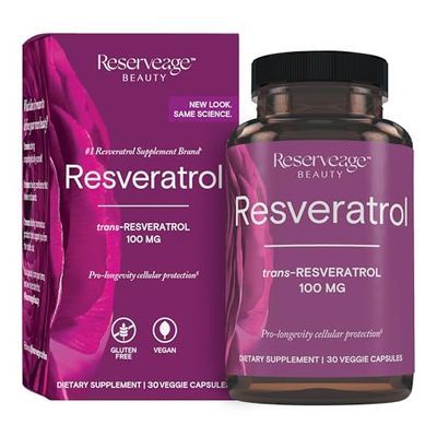 Reserveage Beauty, Resveratrol 100 mg, Antioxidant Supplement for Heart and Cellular Health, Supports Healthy Aging and Immune System, Paleo, Keto, 30 Capsules (30 Servings)