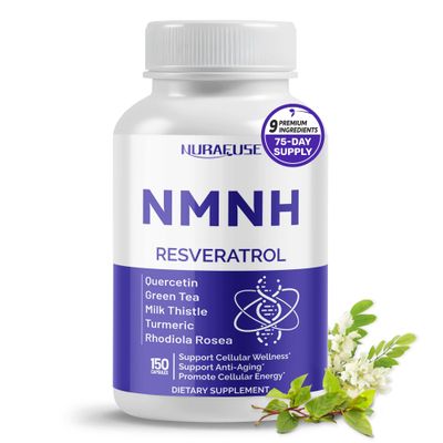 High Potency NMNH with Resveratrol, Quercetin, Green Tea, Milk Thistle, Turmeric &amp; Rhodiola Rosea - Supports Cellular Wellness &amp; Anti-Aging - Made in The USA