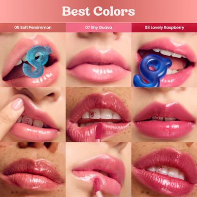 COLORGRAM Fruity Glass Tint 02 Dewy Grapefruit | Korean Long Lasting &amp; Waterproof Lip Stain | Glossy Lip Gloss with Subtle Orange Shade | Buildable, Blendable, Moisturizing, Non-Sticky | 0.11 Oz