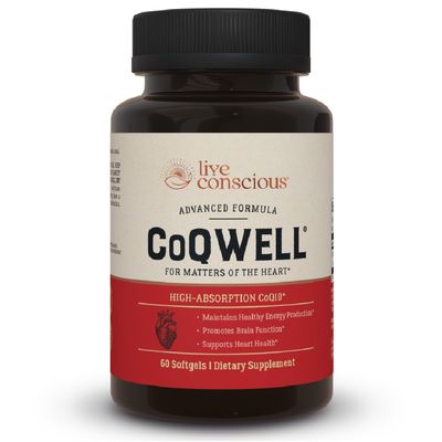 Live Conscious CoQWell - CoQ10 Heart, Brain, and Vascular Health Support, Coenzyme Q10 Ubiquinone - 60 Softgels - 60 Day Supply