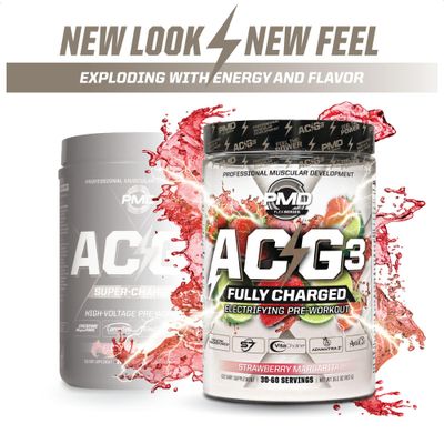 PMD Sports ACG3 Fully Charged - Electrifying Pre Workout Powder - High Energy & Pump Pre Workout for Men and Women to Maximize Focus, Endurance & Performance - Strawberry Margarita (30-60 Servings)