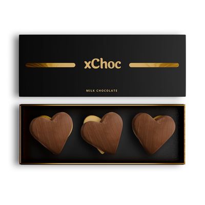 xChoc Chocolate Hearts For Couples - Milk Chocolate to Improve Mood, Performance &amp; Energy - Vegetarian &amp; Gluten-Free for Men &amp; Woman (1 Box) Romance Chocolate