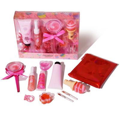 M&amp;U MAKE YOU UP Lip Gloss Set for Girls, 11Pcs Lip Care Set with Ice Cream and Lollipop Shaped Lip Glosses