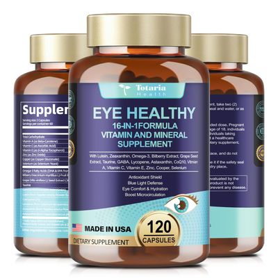 AREDS 2 Eye Vitamins and Mineral Bilberry Extract Omega-3, Eye Vitamins for Seniors Macular Health and Dry Eye, Eye Vitamins Lutein and Zeaxanthin Support Eye Strain &amp; Hydration (120 Capsules)