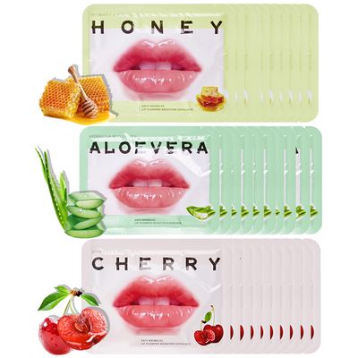 30 Pcs Collagen Crystal Lip Masks, Honey &amp; Cherry &amp; Aloevera Lip Care Gel Pads Treatment, Moisturizing &amp; Reducing Chapped, Anti-Aging &amp; Wrinkles Lip Patches, Remove Dead Skin