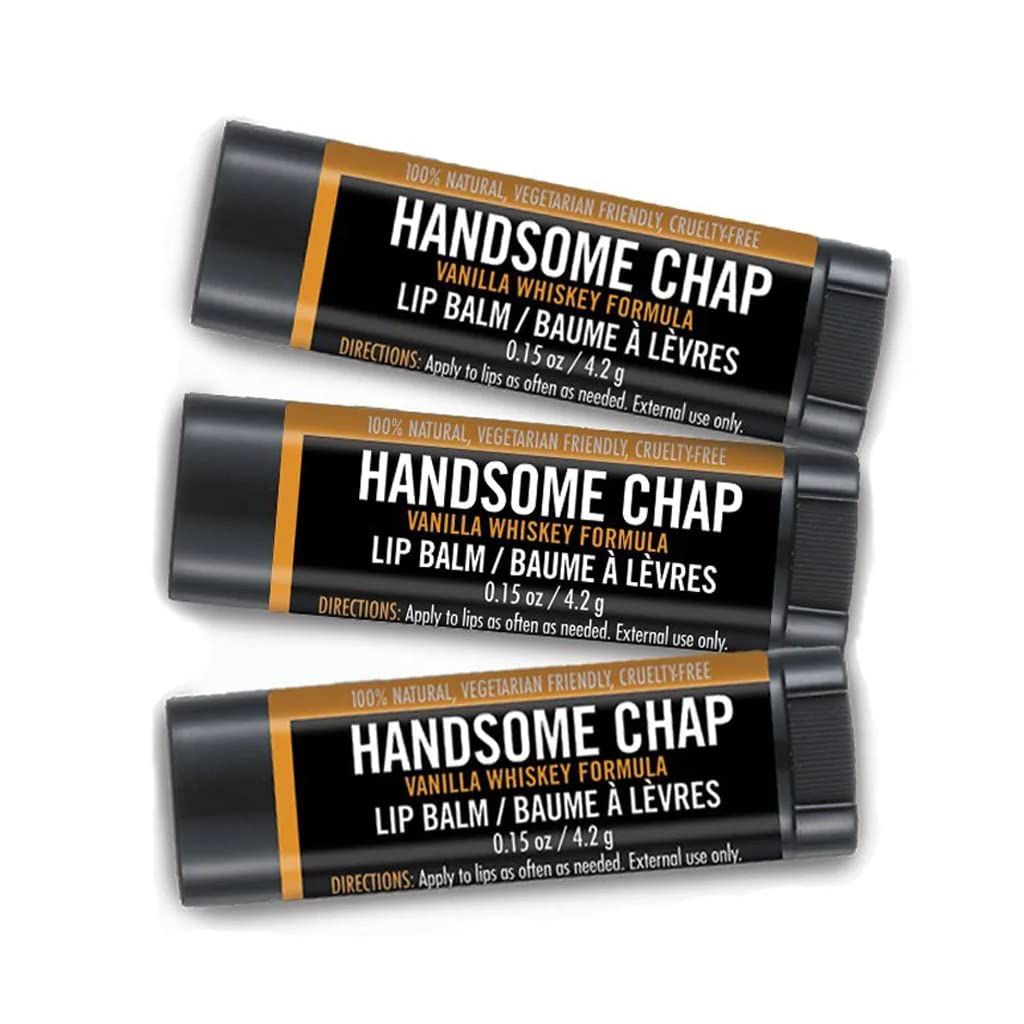 Walton Wood Farm Lip Balm Trio (Handsome Chap) Vanilla Whisky Flavor 100 All-Natural, Vegetarian Friendly, and Paraben-Free