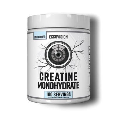 Ekkovision Creatine Monohydrate Powder, Micronized, Unflavored, Pre Workout &amp; Post Workout Supplement for Men and Women, Energy Support, Easy to Mix in Shakes, Smoothies &amp; Beverages, 100 Servings