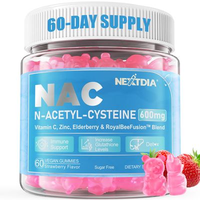 NAC Gummies for Kids &amp; Adults, Chewable N-Acetyl Cysteine Supplement(Made in USA) 600mg 1000mg w/Vitamin C, Zinc, Elderberry for Antioxidants &amp; Immune Support, Lung &amp; Liver Health, Sugar Free, 120 Ct