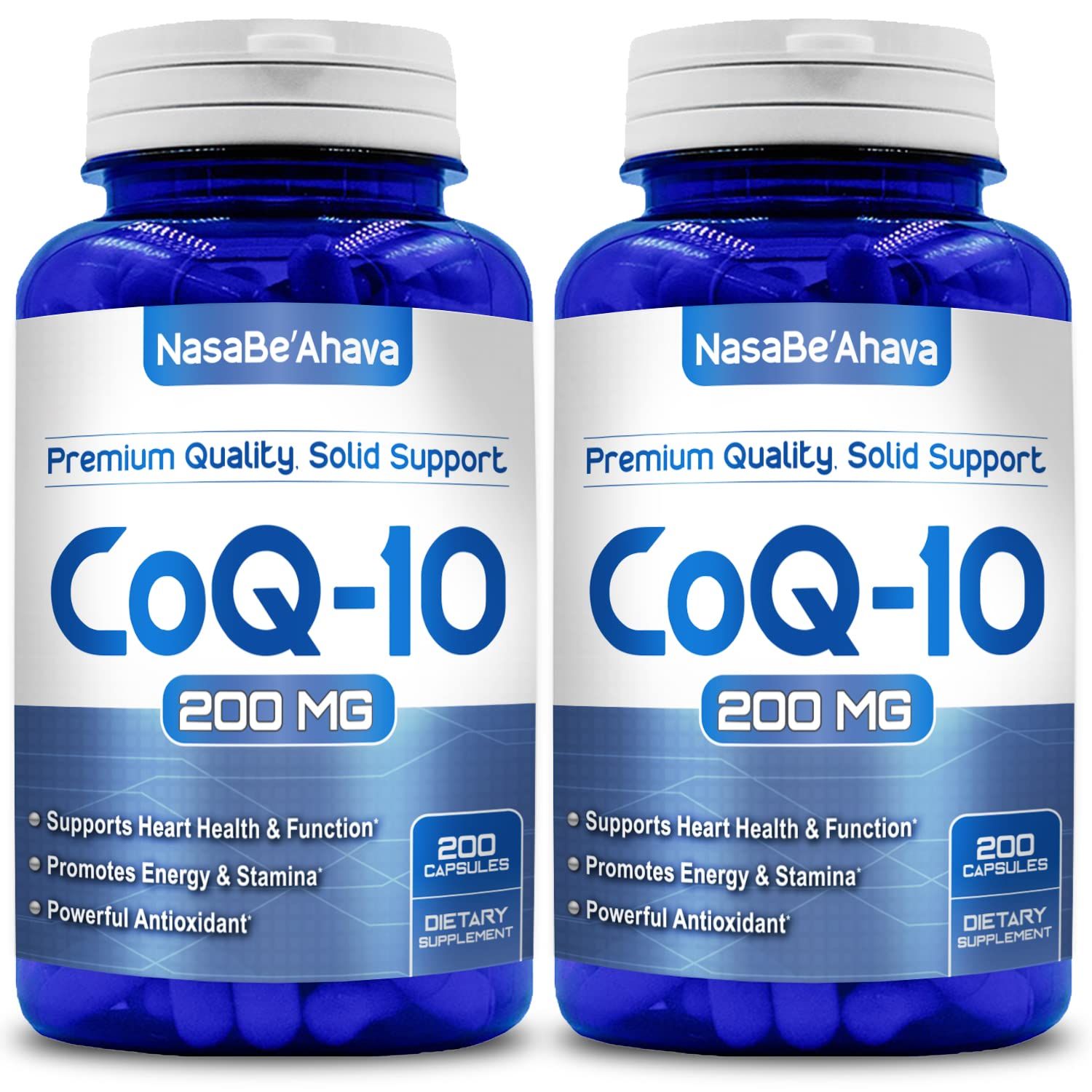 NasaBeahava CoQ10 200mg Capsules | Vegan Friendly Coenzyme Q10 200mg from Easy Absorption Ubiquinone Supplement for Skin Heart and Energy Support | Made in The USA in cGMP Facilities (400 Servings)