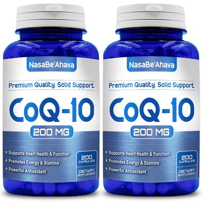 NasaBeahava CoQ10 200mg Capsules | Vegan Friendly Coenzyme Q10 200mg from Easy Absorption Ubiquinone Supplement for Skin Heart and Energy Support | Made in The USA in cGMP Facilities (400 Servings)