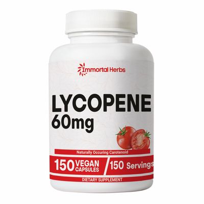 Immortal Herbs Lycopene Supplement for Men 60mg, 150 Capsules, Natural Tomato Extract Powder for Skin, Heart &amp; Immune Support, 100 Veg Lycopene Complex, Non-GMO and Gluten Free Carotenoid Supplement