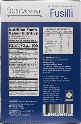 Tuscanini Authentic Italian Fusilli Pasta 16oz (4 Pack) Made with Premium Durum Wheat, Done in 13 Minutes
