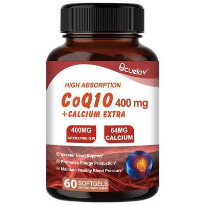 Bcuelov CoQ10 400mg Capsules, Coenzyme Q10 High Absorption Supplements | Heart Supports &amp; Cellular Energy Production Supplement, No Dairy, No Gluten - 60 Capsules (30 Serv)