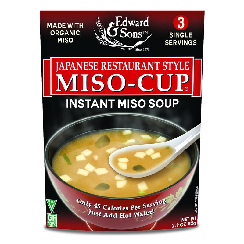 Edward &amp; Sons Japanese Restaurant Style Miso-Cup - Instant Miso Soup Packets, Golden Vegetable Soup, Instant Soup Packets - 2.9 Ounce (Pack of 6)