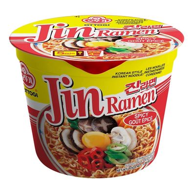 OTOKI JIN RAMEN SPICY, KOREAN STYLE INSTANT NOODLE, RICH SPICY FLAVOR, Instant Cup Bowl Ramen, Best tasting ramyun, Traditional gourmet taste 6 BOWL (110gX6)-1 BOX