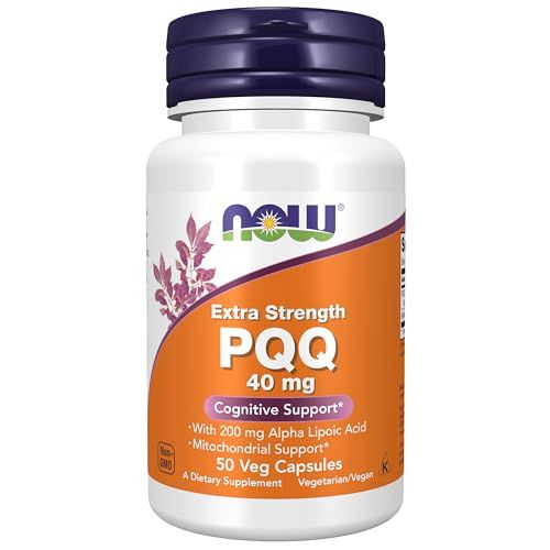 NOW Foods Supplements, PQQ 40 mg with 200 mg Alpha Lipoic Acid, Extra Strength, 50 Veg Capsules