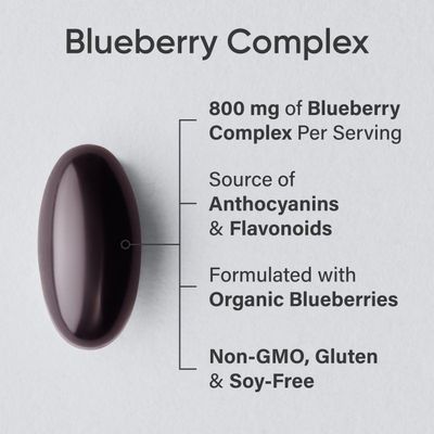 Sports Research Blueberry Capsules - Made from Organic Blueberries with Organic Extra Virgin Olive Oil - Non-GMO & Gluten Free - 60 Liquid Softgels