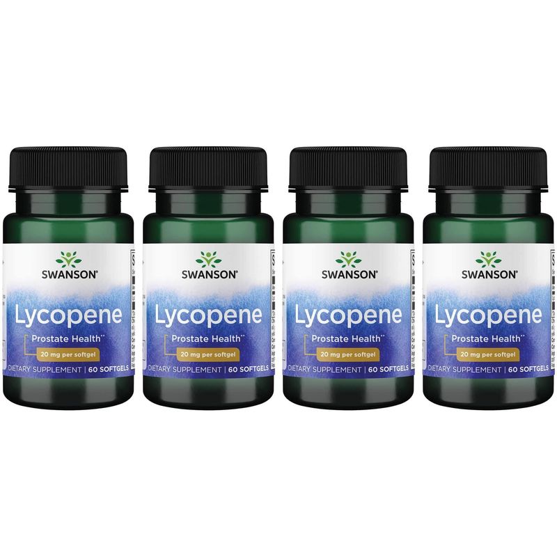 Swanson Lycopene - Natural Supplement Promoting Prostate Health, Heart Health, &amp; Supports Blood Pressure Within The Normal Range - Mens Health Supplement - (60 Softgels) (4 Pack)