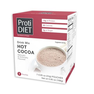 ProtiDIET High Protein Hot Cocoa Mix - 15g Protein - Low Fat, Quick and Easy-to-Prepare Hot Cocoa High Protein Drink with Collagen for Adults - 7 hot cocoa packets Per Box