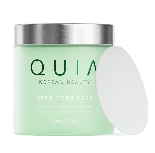 QUIA Zero Pore Pads - Deep Cleansing &amp; Pore Minimizing - Reduces Excess Oil, Blackheads &amp; Enlarged Pores - Gentle Exfoliation for Smooth, Clear Skin - Dermatologist Tested - 70 Pads