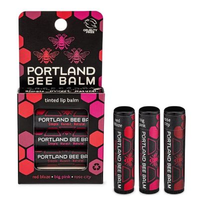 Portland Bee Balm All Natural Handmade Tinted Beeswax Based Lip Balm, Asssorted Color Shimmer 3 Count