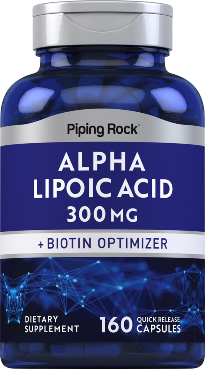 Piping Rock Alpha Lipoic Acid 300mg | Plus Biotin Optimizer | 160 Capsules | Non-GMO, Gluten Free Supplement