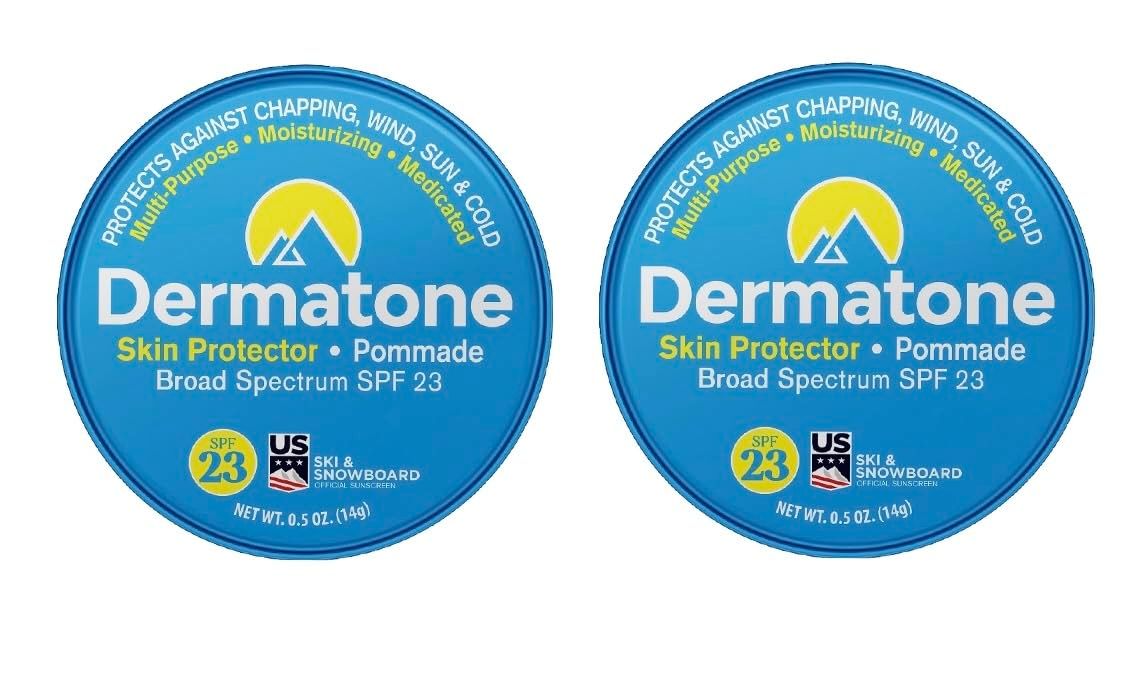 Dermatone Skin Protector Balm | Classic Tin 2-Pack | All Year Long Skin Protection | Moisturizing | Heals &amp; Repairs | SPF23 | Ski Balm | Advanced Skin Therapy, 0.5 oz