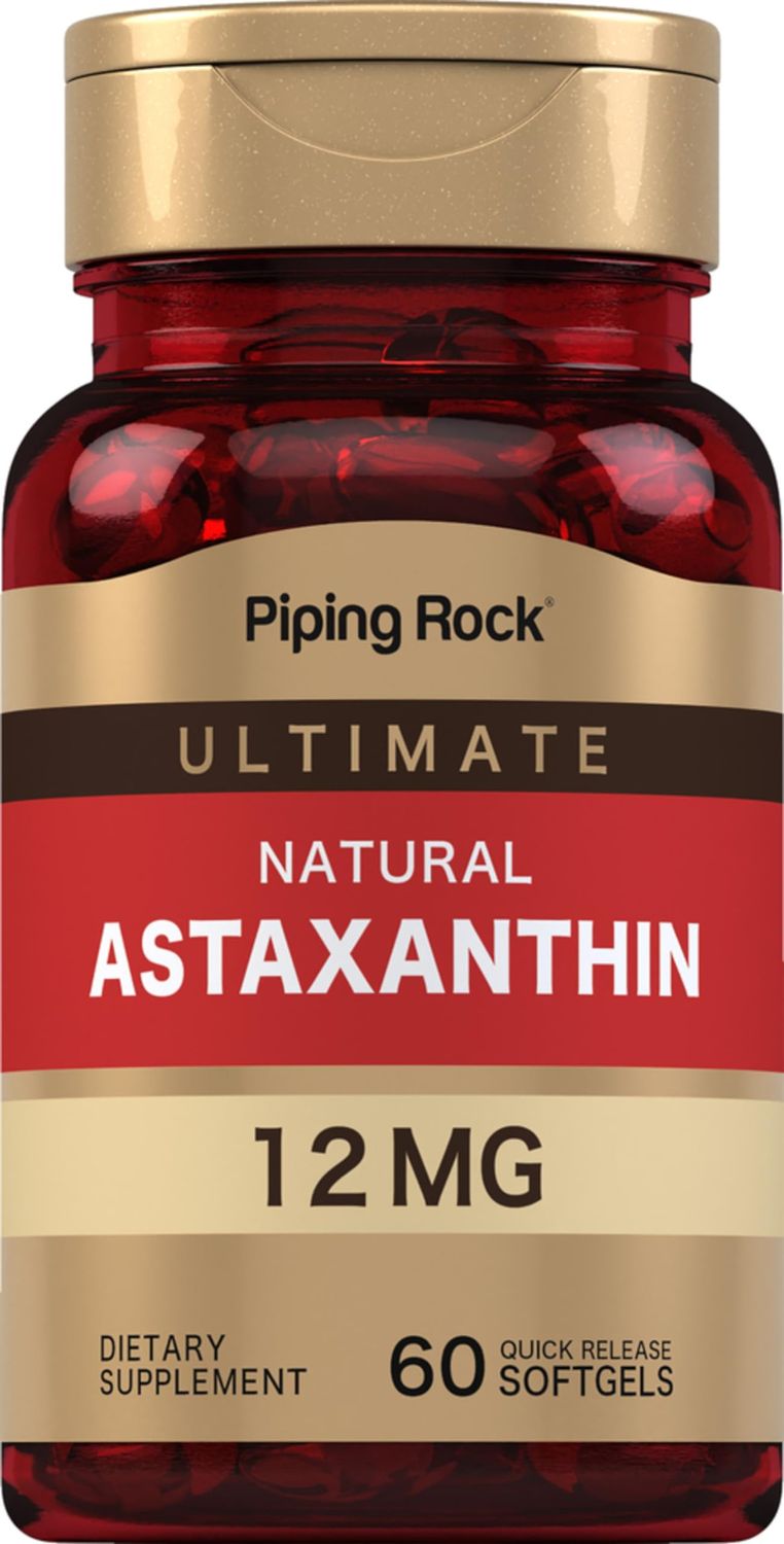 Piping Rock Astaxanthin 12mg | 60 Quick Release Softgels | Extract Supplement | Gluten Free, Non-GMO