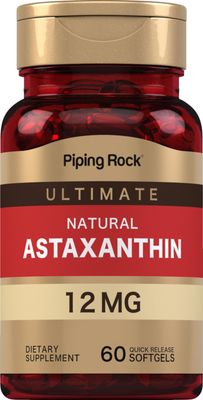 Piping Rock Astaxanthin 12mg | 60 Quick Release Softgels | Extract Supplement | Gluten Free, Non-GMO