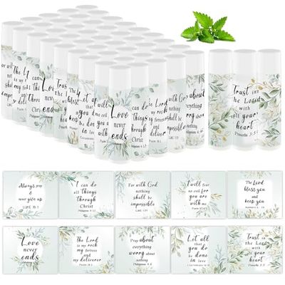 50 Pcs Bible Verse Lip Balm Bulk Christian Gifts for Women Faith Religious Inspirational Party Favors Catholic Group Moisturizing Lip Care, Appreciation for Friend Teacher Worker Employee