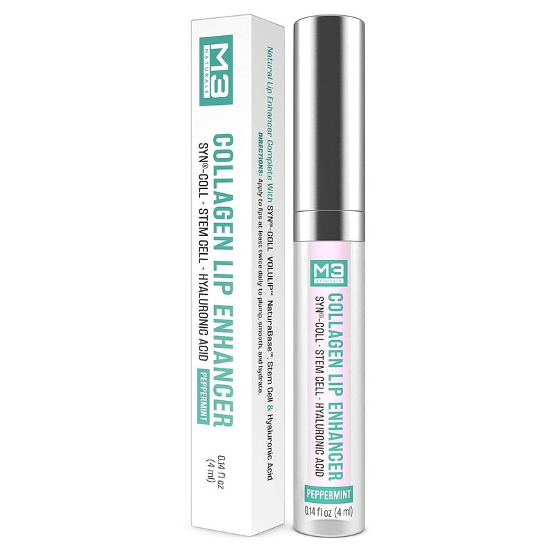 Collagen Lip Plumper Clinically Proven Lip Enhancer for Fuller Softer Lips Increased Elasticity Reduce Fine Lines Hydrating Plump Gloss Lipstick Primer 4 ml (Teal) by M3 Naturals