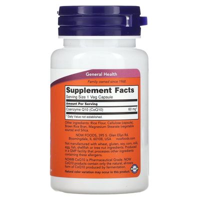 Now Foods CoQ10, 60 mg, 60 Veg Capsules