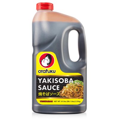Otafuku Yakisoba Sauce for Japanese Stir Fry Noodles, Vegan Yakisoba Sauce Authentic Umami Flavor - No Artificial Flavors, Colors or Preservatives, Restaurant Size (81.5 Oz) 1/2 Gallon