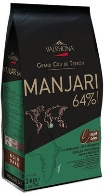 Valrhona Dark Chocolate - 64 Cacao - Manjari Grand Cru - 6 lbs 9 oz bag of feves