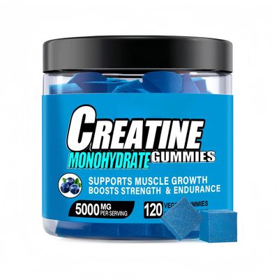 HealthyFinds Sugar Free Creatine Monohydrate Gummies for Men &amp; Women, 5000mg Creatine Monohydrate Per Serving, with L-Taurine, Alpha GPC, Betaine Anhydrous, Natural Blueberry Flavor (120 Count)