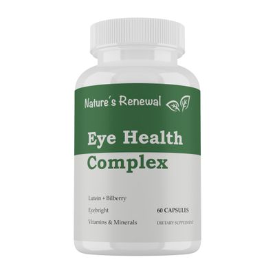 Nature&#39;s Renewal Eye Health Complex Supplement - Lutein, Zeaxanthin, Lycopene, Bilberry, Eyebright, Carotenoids, Macular Support Herbs, Sight Care Vitamins, Vision Antioxidants - 60 Capsules