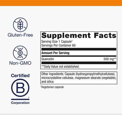 Metagenics Quercetin 500mg Capsule Supplement Helps Promote a Healthy Immune Response and Cardiovascular Function - 60 Capsules