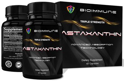 BioImmune Triple Strength AstaQuil Astaxanthin 12mg Enhanced Absorption, 60 Softgels w/Organic Coconut Oil. Powerful Antioxidant for Eye, Joint &amp; Heart Health.
