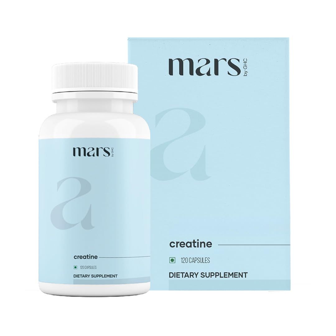 Mars Micronized Creatine Monohydrate Caps: Powered with Shilajit (120 N) | 100 Pure and Natural | Good Health Company (120 Count (Pack of 1))
