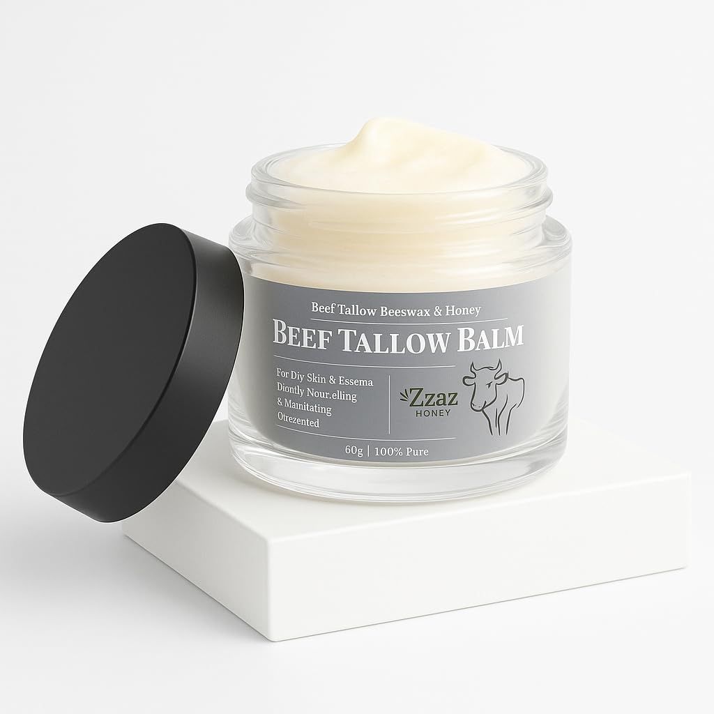 Zzaz Skin Care Beef Tallow Balm - 100 Pure Ingredients - Unscented Multipurpose Balm for Skincare - Beef Tallow Moisturizer 2oz/60g