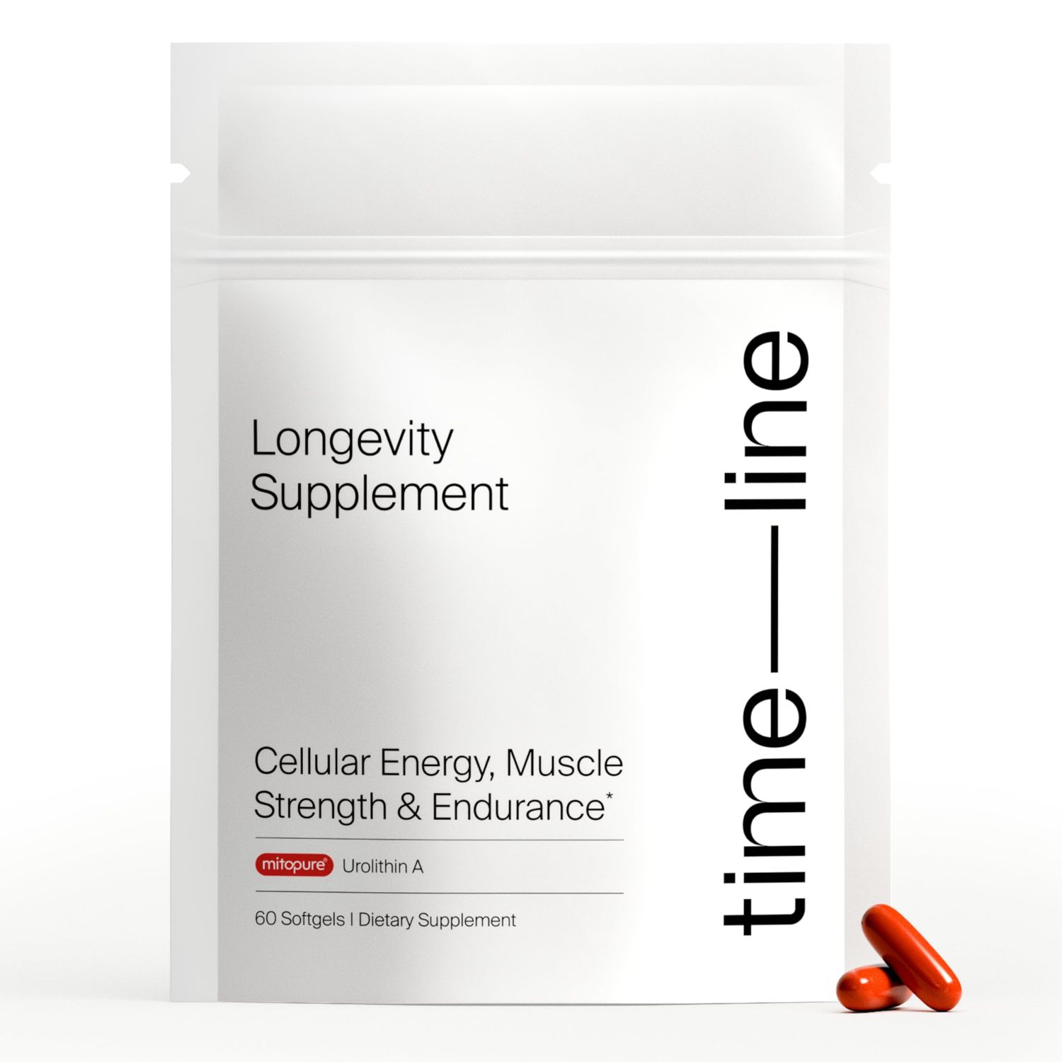 Timeline Mitopure Urolithin A Supplement - Clinically Proven Support for Healthy Aging and Cellular Renewal - Mitoceutical for Muscle Strength and Longevity - 60 Count Softgels