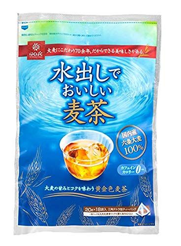 Hakubaku Japanese Mugicha Barley Tea for cold brew (Mizudashi), No Caffiene, No calories 18 cold brew bags.