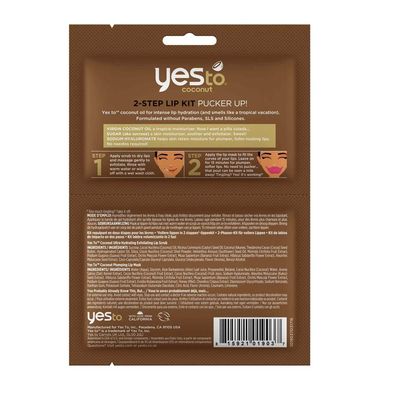 Yes To Coconut 2-Step Single Use Lip Kit Pucker Up Lip Scrub &amp; Mask - Exfoliates, Hydrates &amp; Scrubs Lips For A Perfect Pout