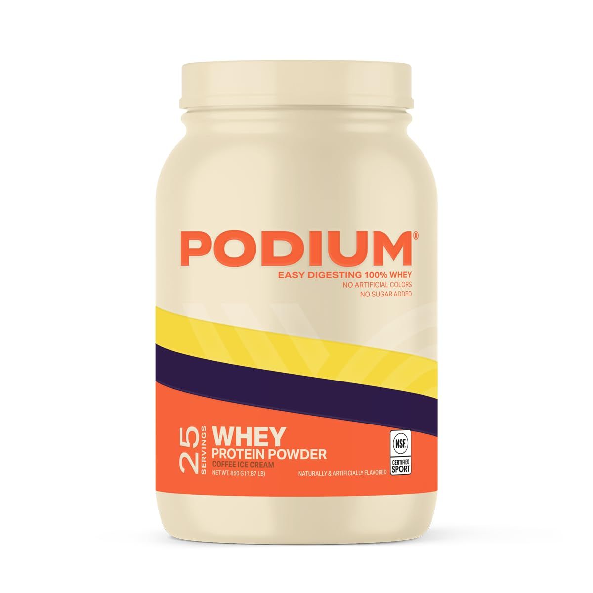 Podium Nutrition, 100 Whey Protein Powder, 25g per Serving, No Sugar Added, Coffee Ice Cream, Gluten Free, Soy Free, No Artificial Colors