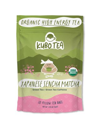 Kubo Tea Japanese Sencha Matcha Tea - Organic High Caffeine Energy Blend w/ Matcha Powder - 20 Pillow Tea Bags (140mg Caffeine each) - Coffee Substitute for Hot &amp; Iced Drinks, Biodegradable &amp; Compo...