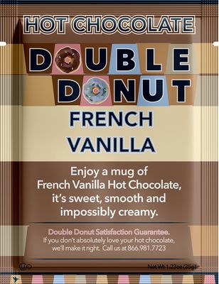 Double Donut French Vanilla Hot Chocolate Mix Packets, Flavored French Vanilla Hot Cocoa Mix, 18 Count