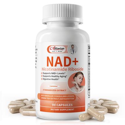 Alliwise NAD Supplement,Liposomal NAD Nicotinamide Riboside with Resveratrol, CoQ10,Astaxanthin - Energy,Aging &amp; Immune Support - 10X Absorption Technology