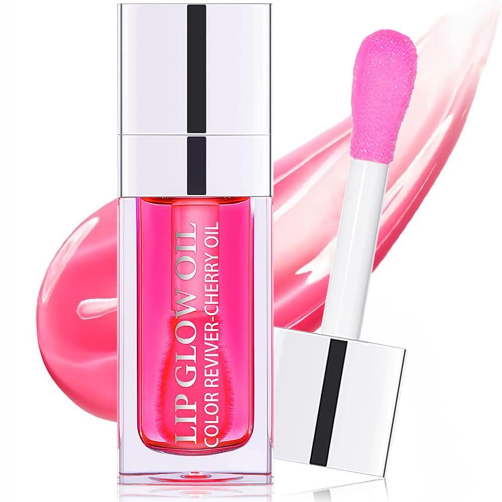 Leoly Dreaming Plumping Lip Oil - Moisturizing Glow, Long Lasting Nourishing Gloss Balm, Non-sticky Transparent Toot Oil Tinted for Care and Dry Lips - Raspberry