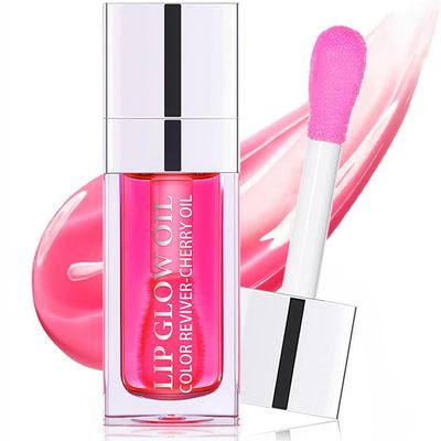 Leoly Dreaming Plumping Lip Oil - Moisturizing Glow, Long Lasting Nourishing Gloss Balm, Non-sticky Transparent Toot Oil Tinted for Care and Dry Lips - Raspberry